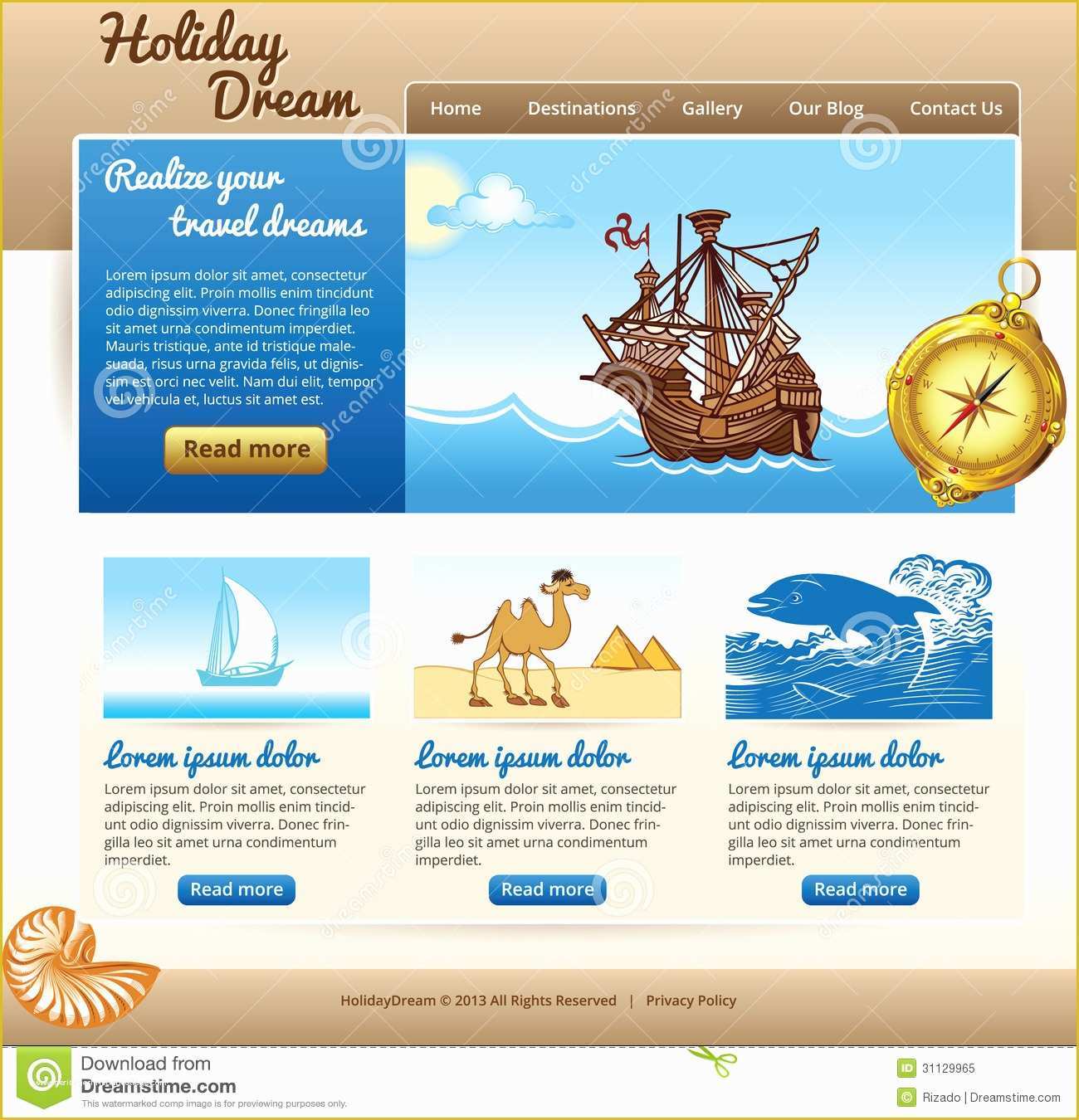 Copyright Free Website Templates Of Web Template for Travel Site Stock Vector Illustration