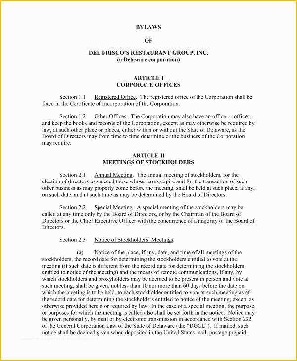 Corporate bylaws Template Free Of 9 Free Corporation bylaws Templates Pdf