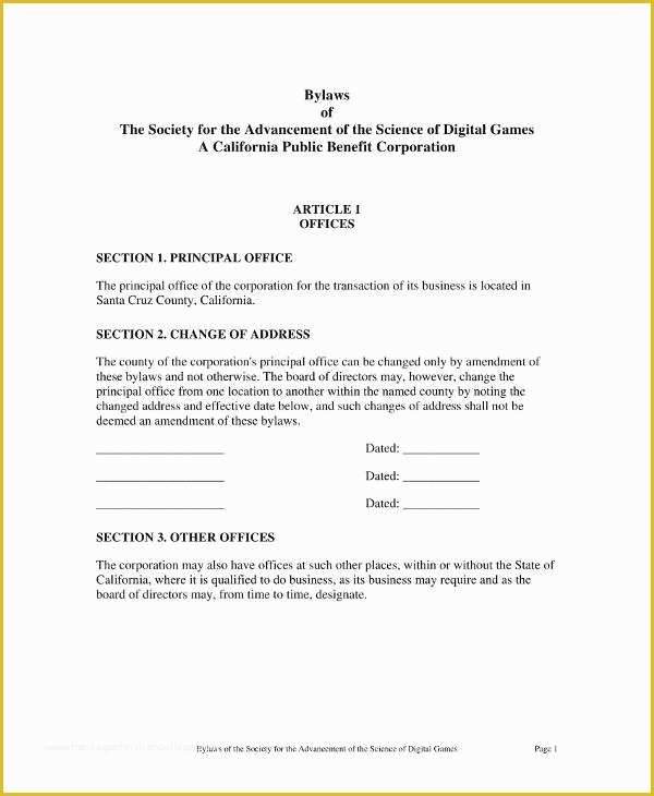 Corporate bylaws Template Free Of Corporate bylaws Template Free