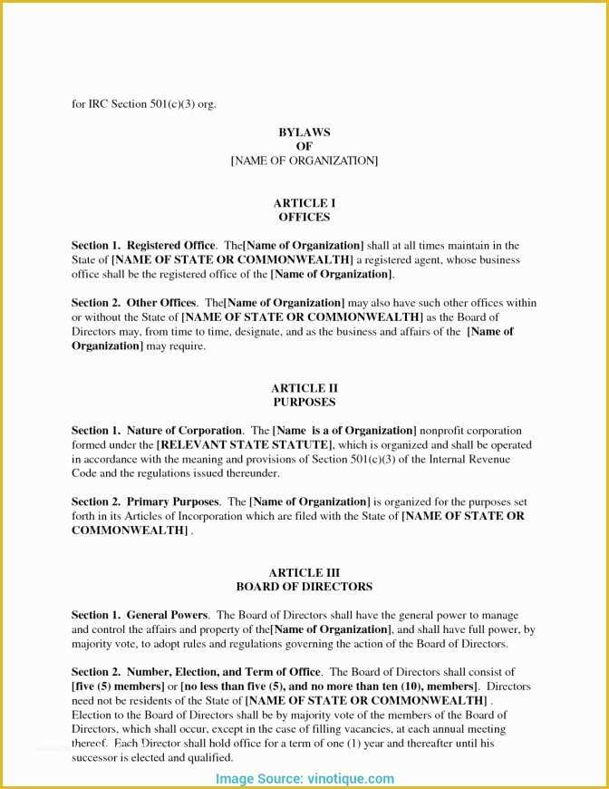 Corporate bylaws Template Free Of Non Profit bylaws Template Free Accraconsortium