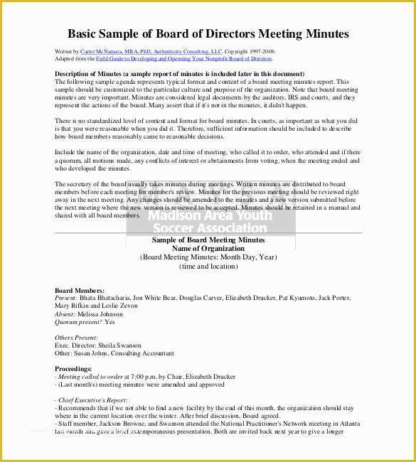 Corporate Meeting Minutes Template Free Of 26 Minutes Templates Word Excel Pdf