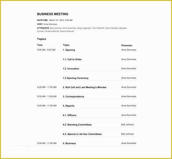 Corporate Meeting Minutes Template Free Of Agenda Template – 24 Free Word Excel Pdf Documents