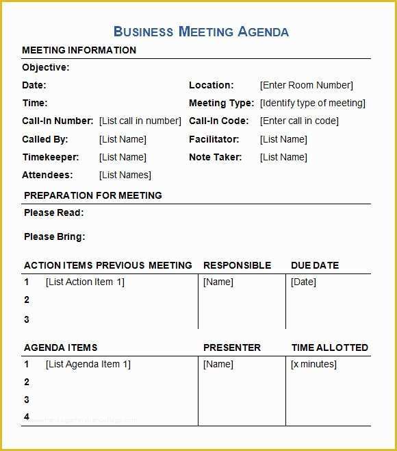 Corporate Meeting Minutes Template Free Of Business Meeting Agenda Template 5 Download Free
