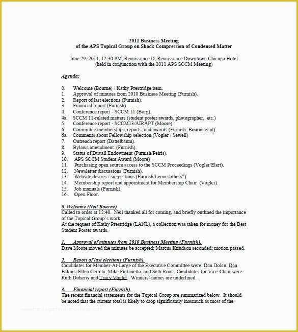 Corporate Meeting Minutes Template Free Of Business Meeting Minutes Template 12 Free Sample