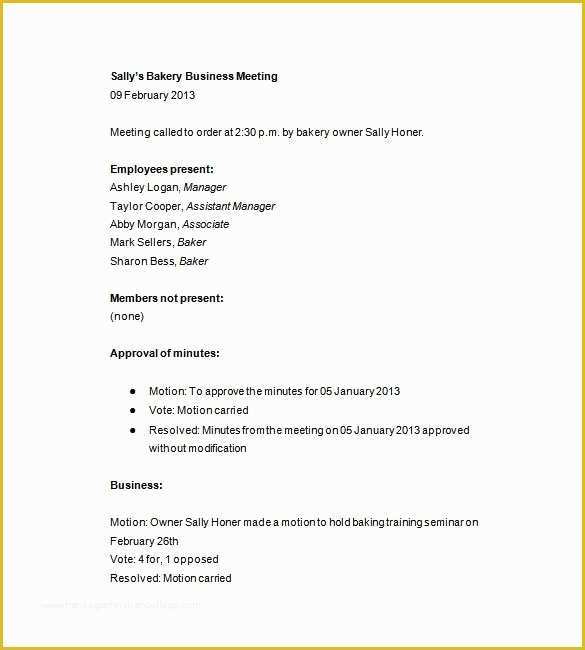 Corporate Meeting Minutes Template Free Of Business Meeting Minutes Template 12 Free Sample