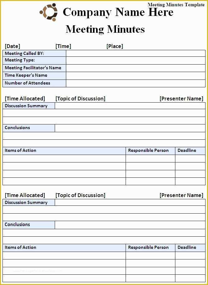Corporate Meeting Minutes Template Free Of Meeting Minutes Template