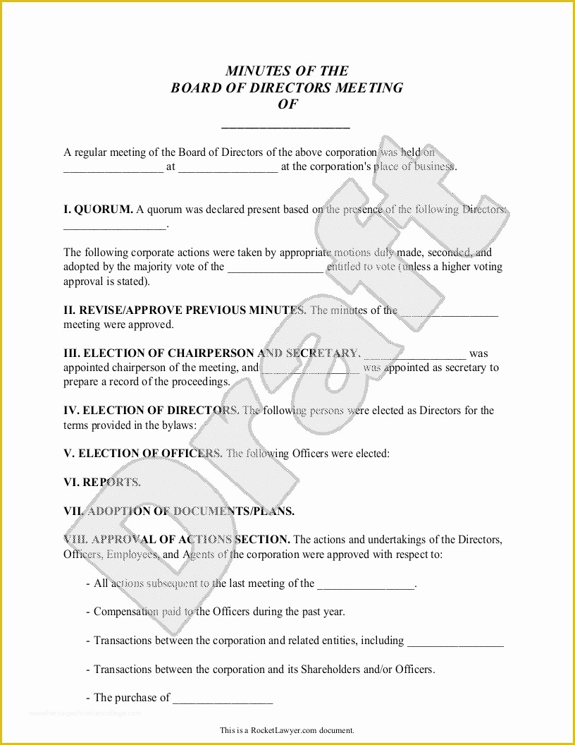 Corporate Meeting Minutes Template Free Of Sample Corporate Minutes form Template