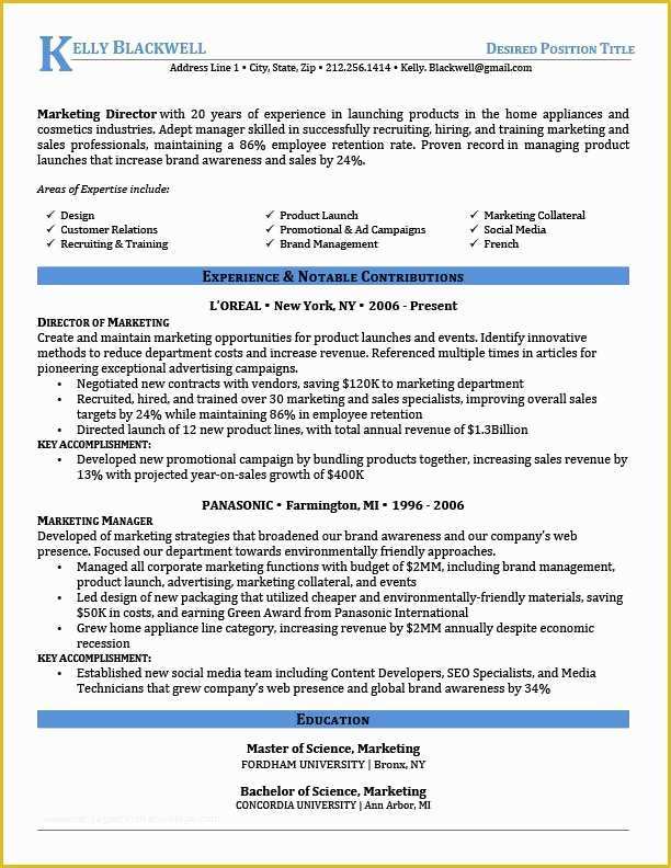 Corporate Resume Template Free Of Career Level &amp; Life Situation Templates
