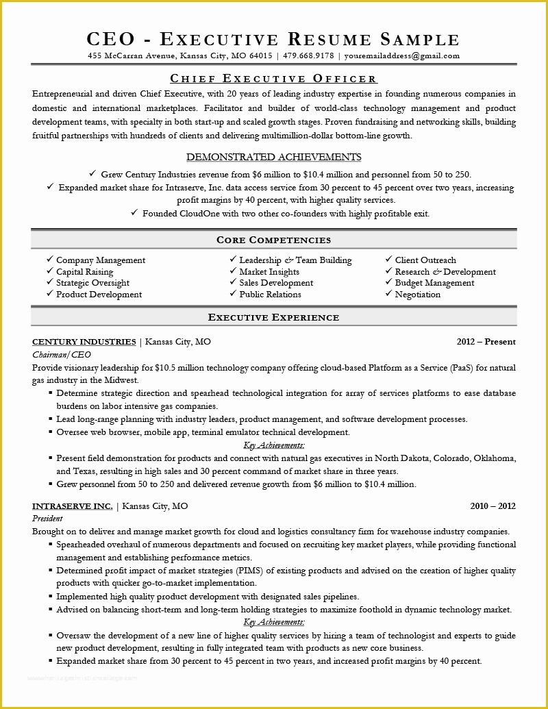 Corporate Resume Template Free Of Executive Resume Examples &amp; Writing Tips