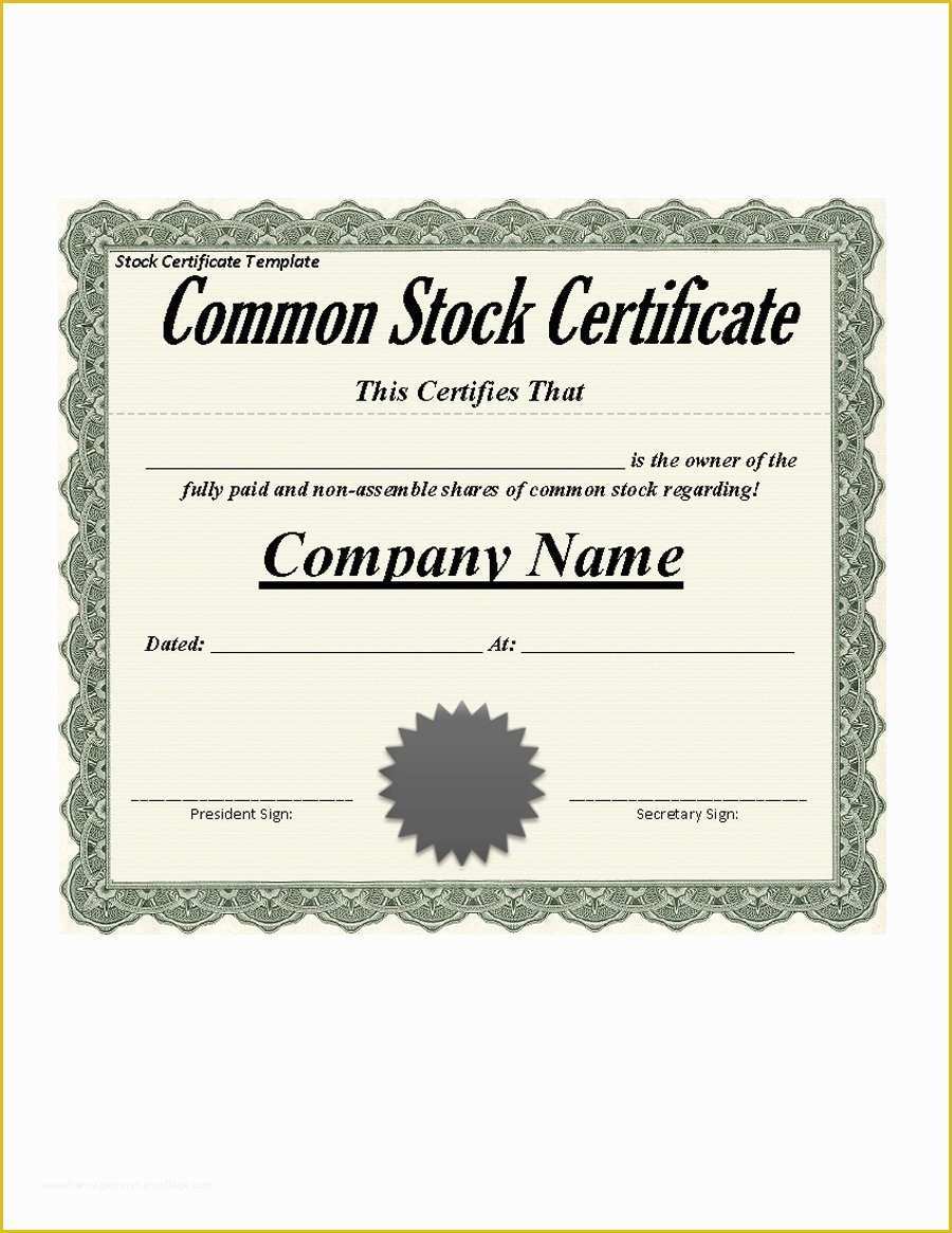 Corporate Stock Certificates Template Free Of 40 Free Stock Certificate Templates Word Pdf