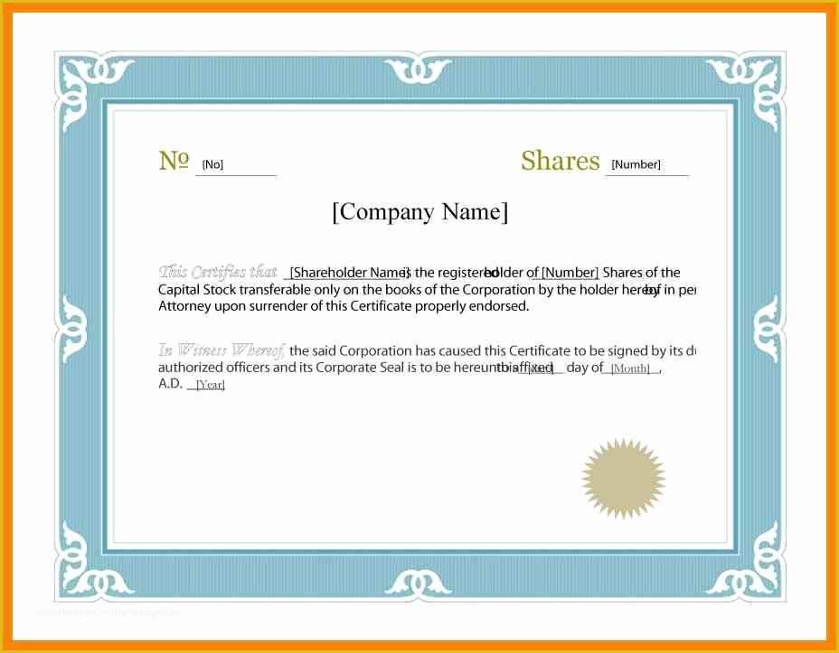 Corporate Stock Certificates Template Free Of 5 Free Corporate Stock Certificate Template