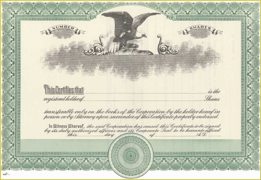 Corporate Stock Certificates Template Free Of Blank Stock Certificate Free Printable Documents