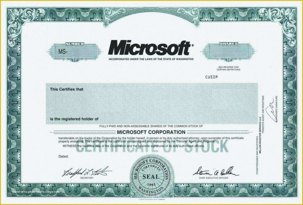 Corporate Stock Certificates Template Free Of Corporate Stock Certificate Template