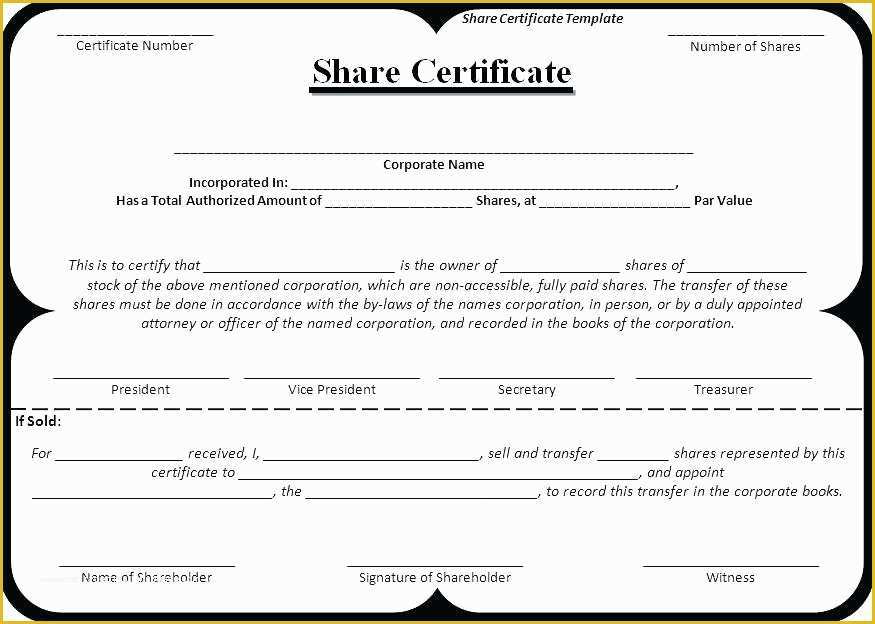 Corporate Stock Certificates Template Free Of Corporate Stock Certificate Template Word Fresh