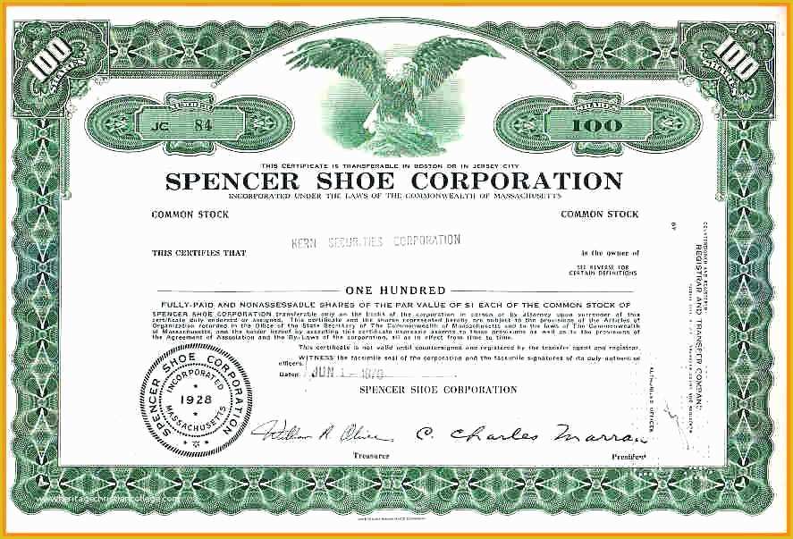 Corporate Stock Certificates Template Free Of Discreetliasons