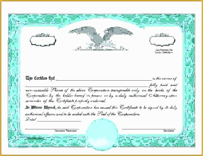 Corporate Stock Certificates Template Free Of Free Certificate Template Sample Stock south Doc C