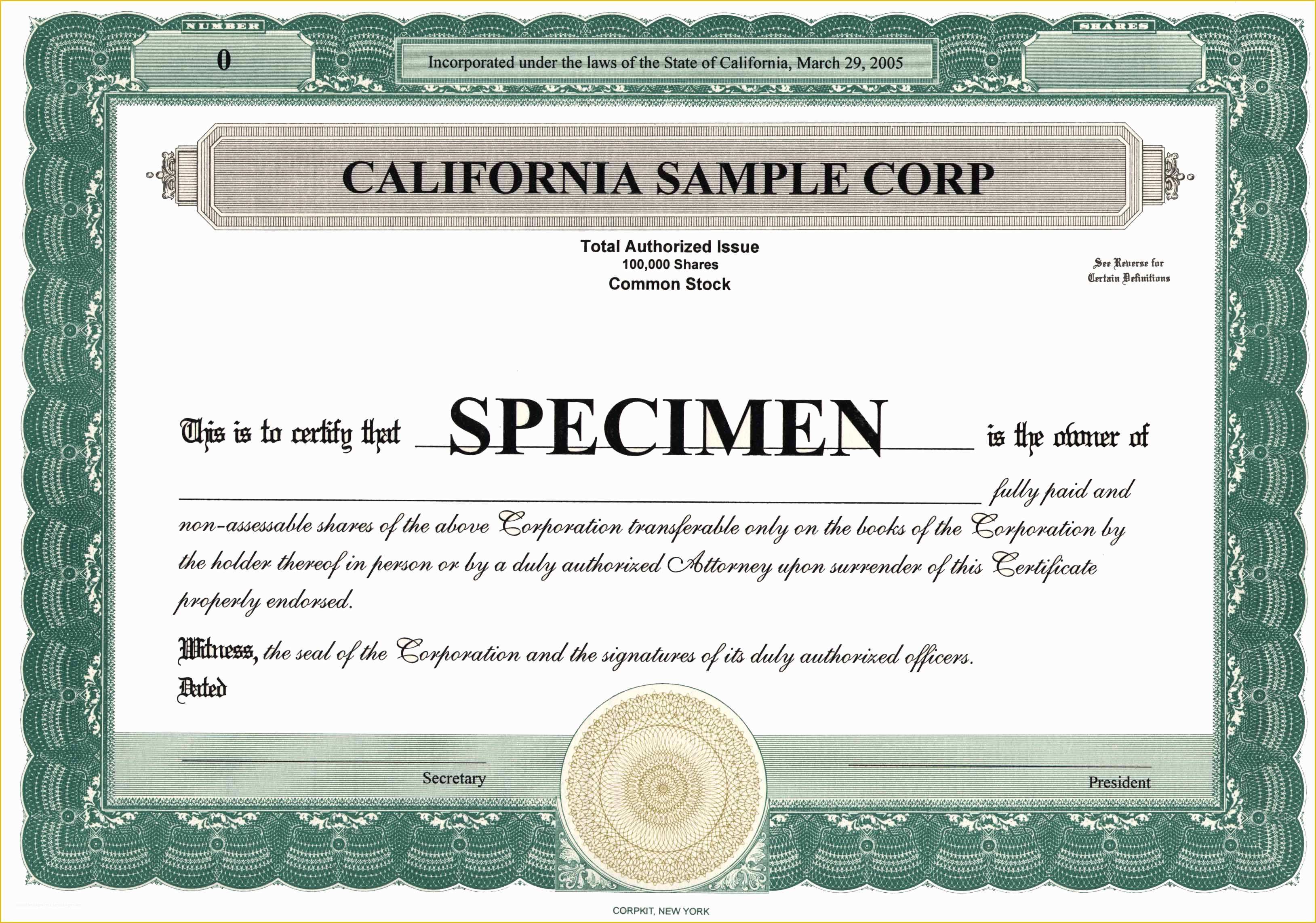 Corporate Stock Certificates Template Free Of issuing Corporate S – the Juicing Jurist