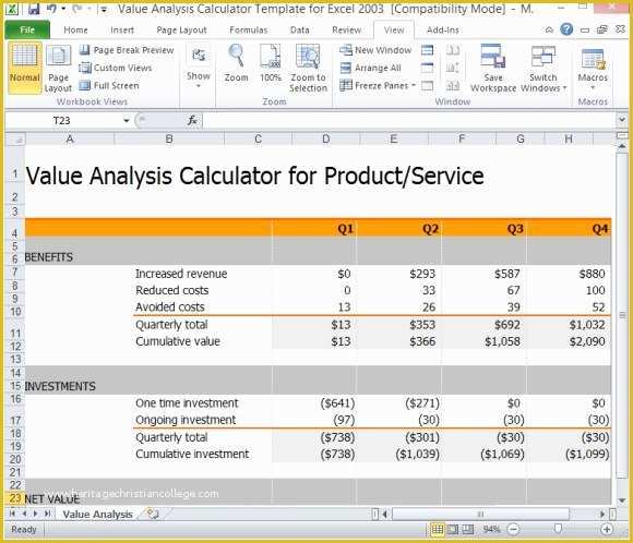 Cost Benefit Analysis Template Excel Free Download Of Value Analysis Calculator Template for Excel