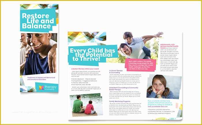 Counseling Brochure Templates Free Of Adolescent Counseling Tri Fold Brochure Template Design