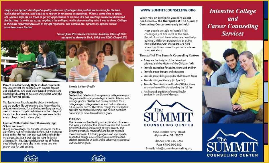 Counseling Brochure Templates Free Of Summit Counseling Center College Prep Brochure