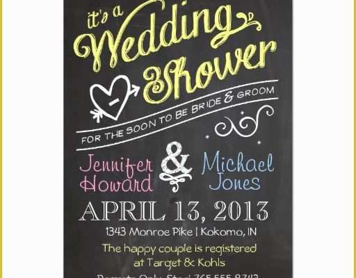 Couples Wedding Shower Invitations Templates Free Of Chalkboard Couples Wedding Shower Invitation