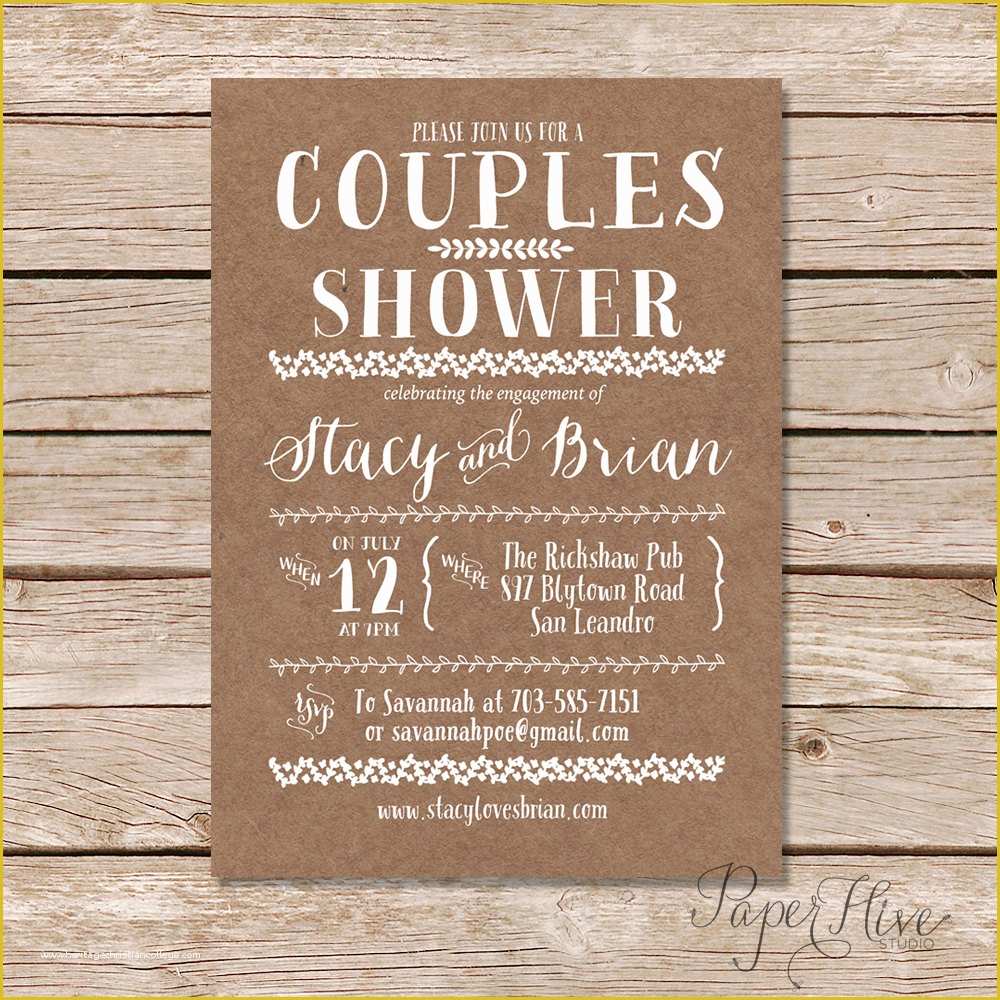 Couples Wedding Shower Invitations Templates Free Of Couples Shower Invitation Kraft Paper Background Invitations