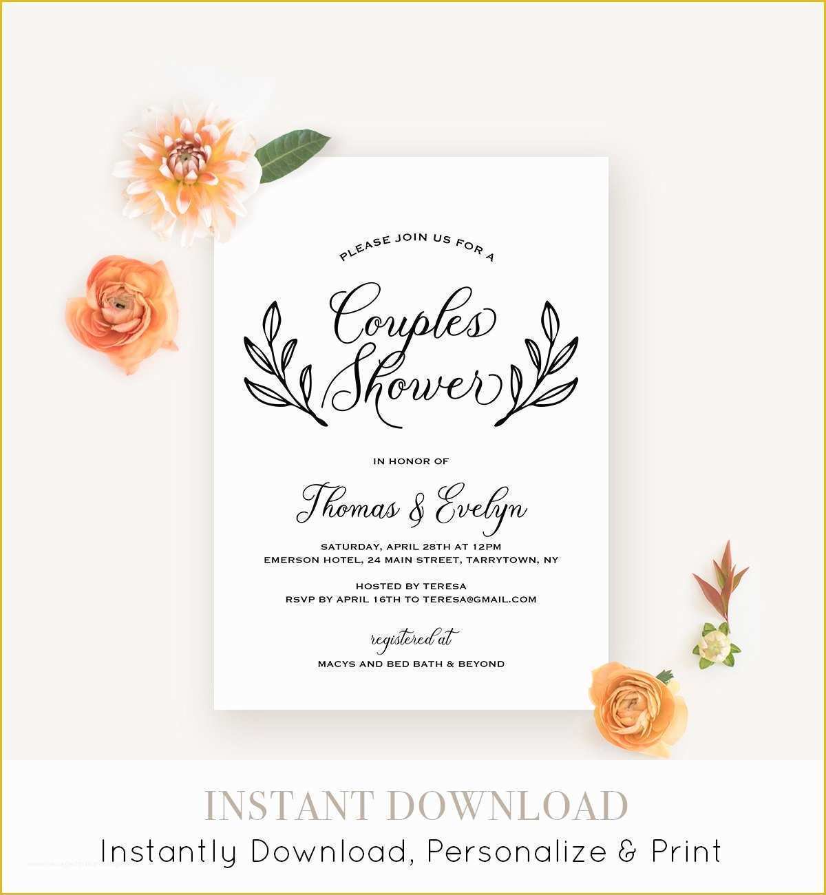 Couples Wedding Shower Invitations Templates Free Of Couples Shower Invitation Template Printable Wedding Shower