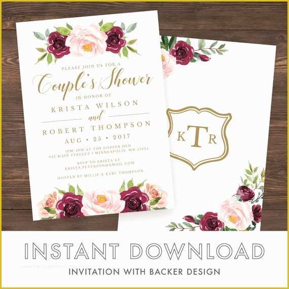 Couples Wedding Shower Invitations Templates Free Of Couples Wedding Shower Invitation Template Editable