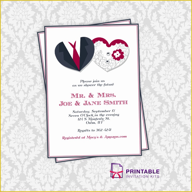 Couples Wedding Shower Invitations Templates Free Of Hearts Couple Shower Invitation ← Wedding Invitation