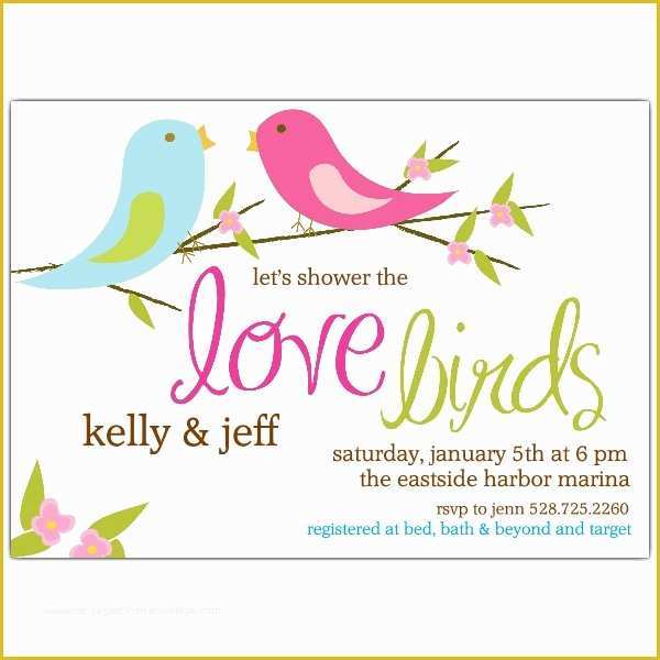 Couples Wedding Shower Invitations Templates Free Of Love Birds Bridal Shower Invitations