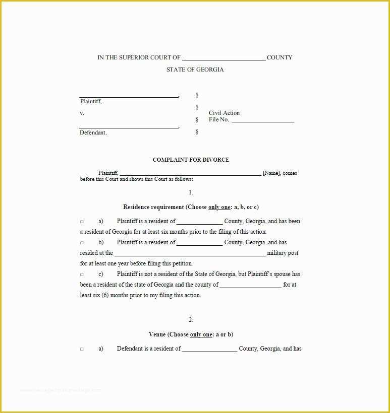 Court Document Templates Free Of 40 Free Divorce Papers Printable Template Lab