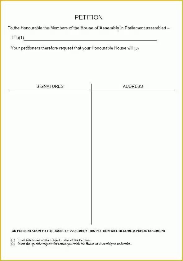 Court Document Templates Free Of Blank Petition Template Examples Petitions West