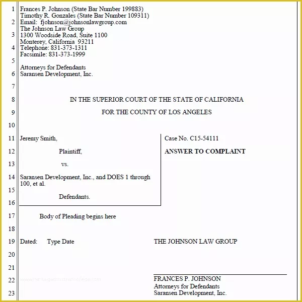 Court Document Templates Free Of Calpleadings California Pleading Templates for Word