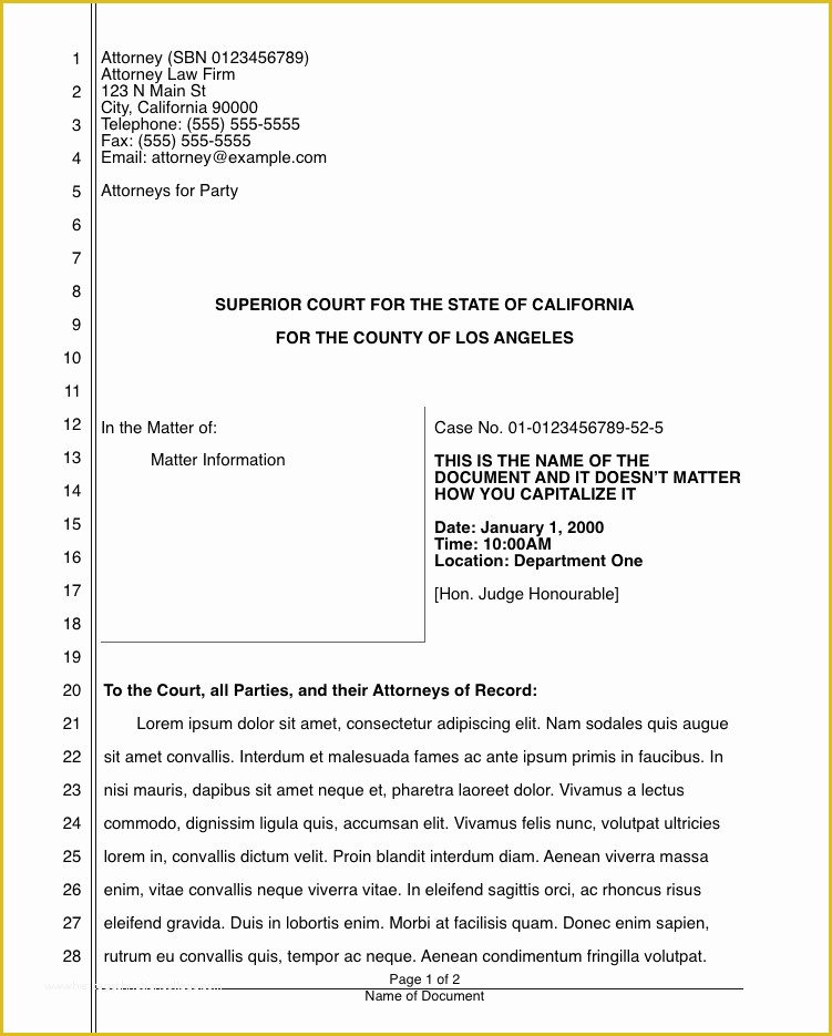 Court Document Templates Free Of Special Interrogatories California