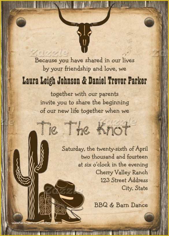 Cowboy Invitations Template Free Of 28 Western Wedding Invitation Templates – Free Sample