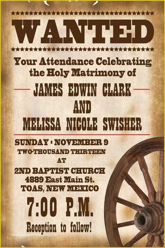 Cowboy Invitations Template Free Of 4x6 Old West Wanted Wedding Invitation by Paynegraphics On