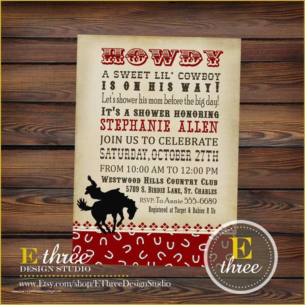 Cowboy Invitations Template Free Of Cowboy Baby Shower Invitation Western Shower Invitations