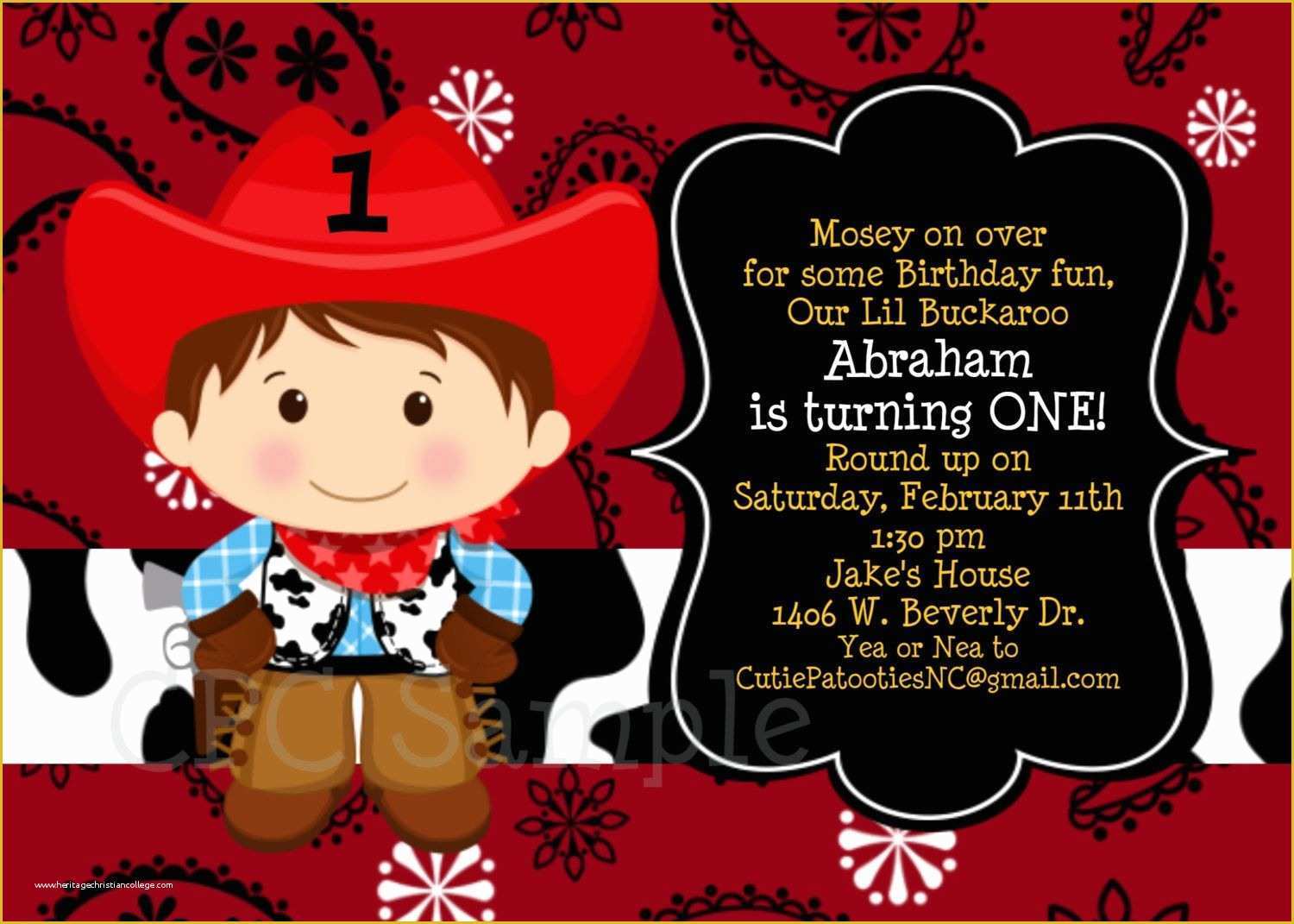 Cowboy Invitations Template Free Of Cowboy Birthday Invitation 1st Birthday Cowboy Party