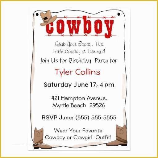 Cowboy Invitations Template Free Of Cowboy Birthday Invitations 5" X 7" Invitation Card