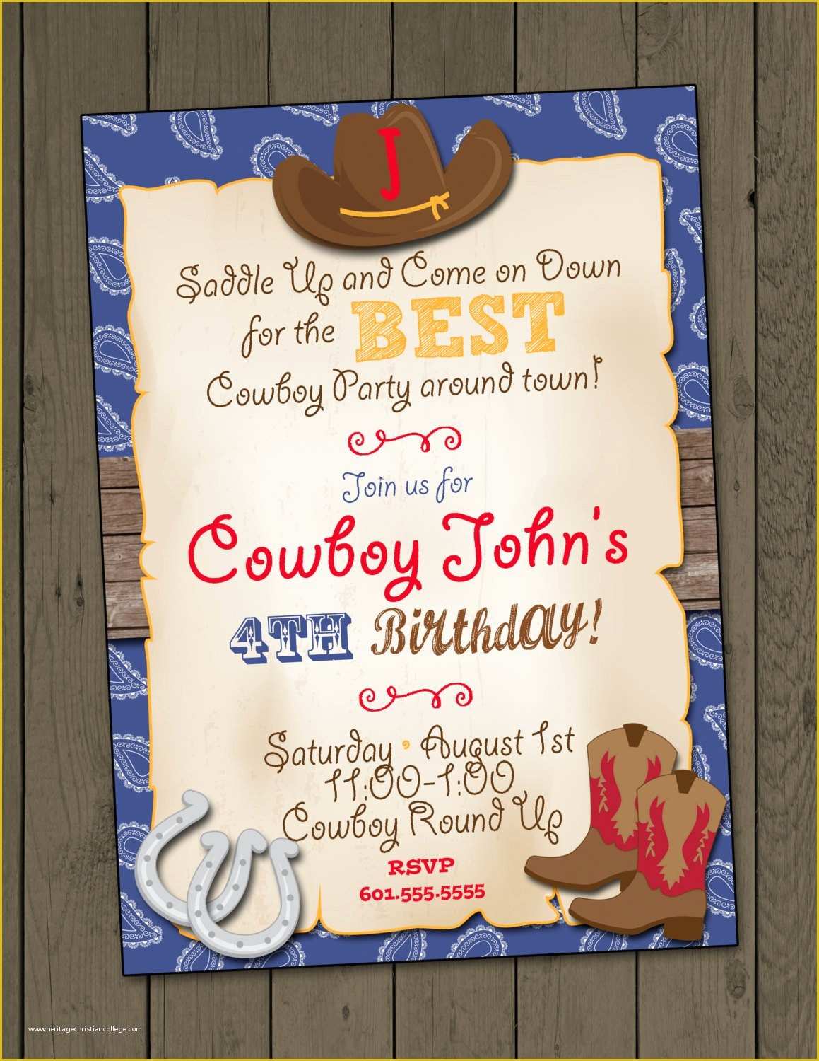 Cowboy Invitations Template Free Of Cowboy Birthday Party Invitation Cowboy Invitation Digital