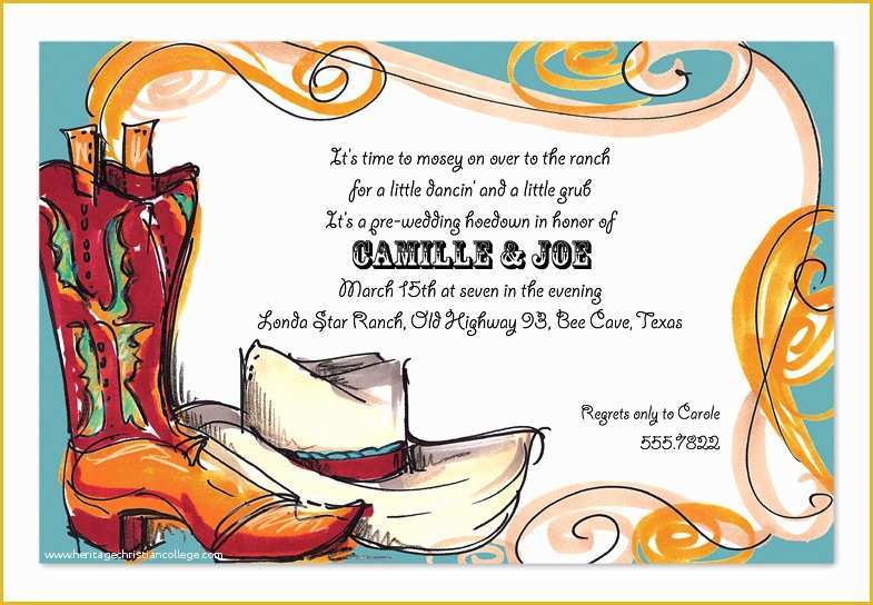 Cowboy Invitations Template Free Of Cowboy Boots and Hat Party Invitations by Invitation