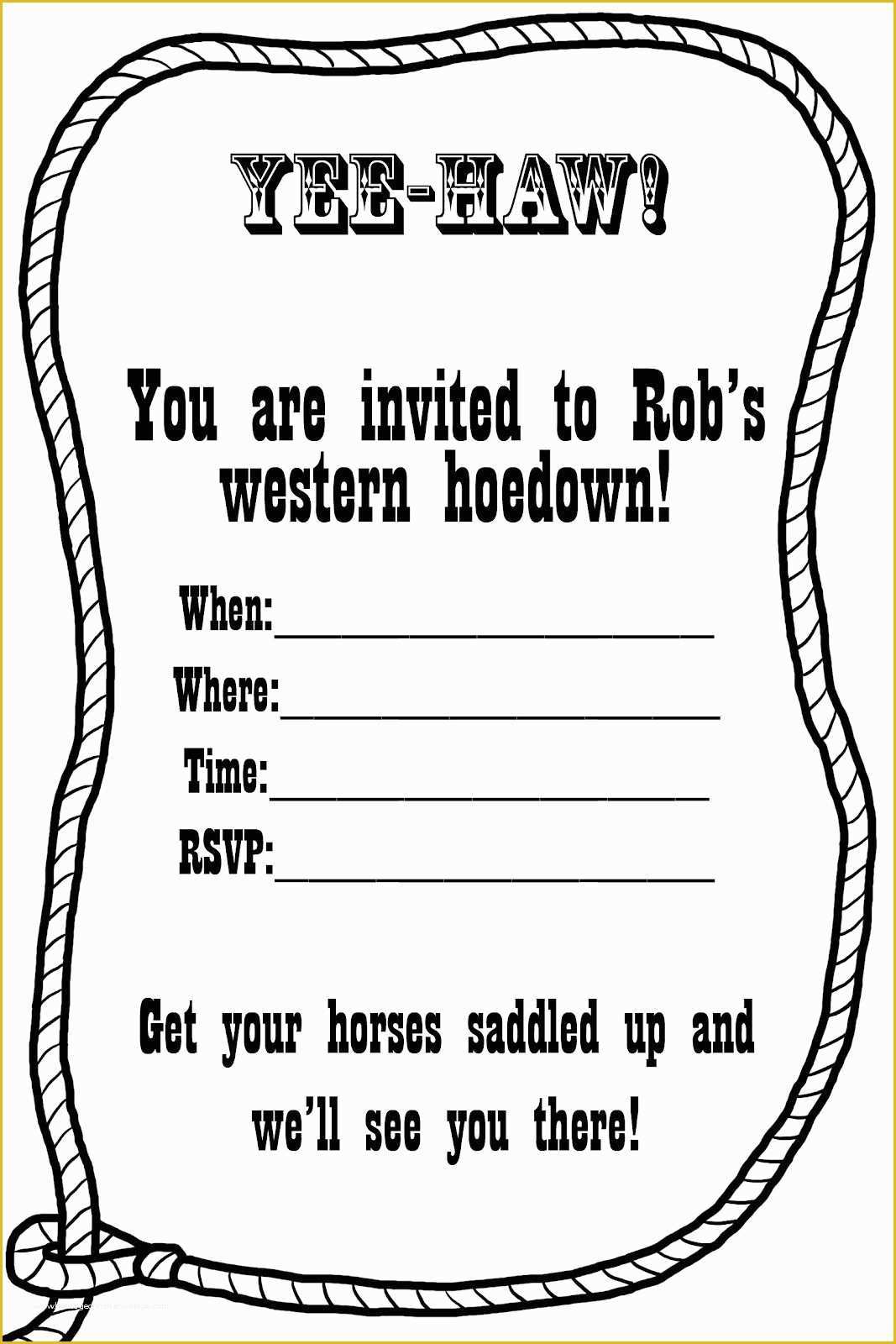 Cowboy Invitations Template Free Of Free Western Invitation Templates