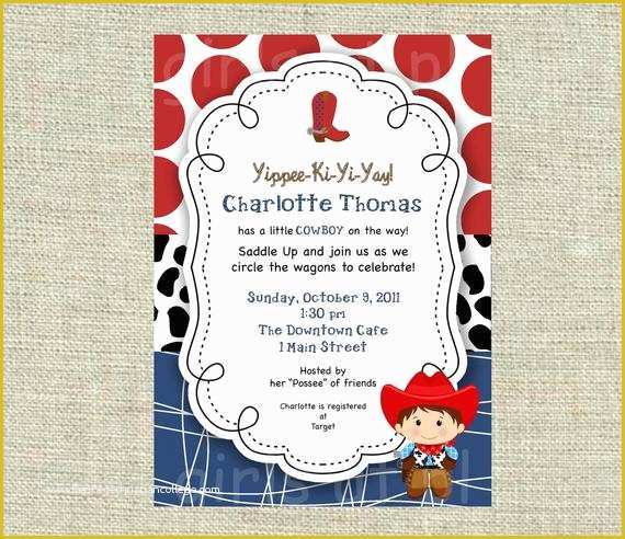 Cowboy Invitations Template Free Of Items Similar to Baby Shower Cowboy Cowgirl Boy Invitation