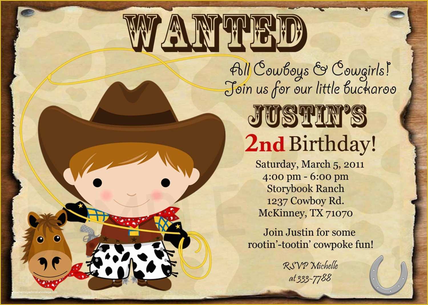 Cowboy Invitations Template Free Of Wanted Cowboy Birthday Invitation – Free Printable