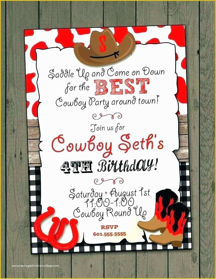 Cowboy Invitations Template Free Of Western Birthday Invitation Templates Various Invitations