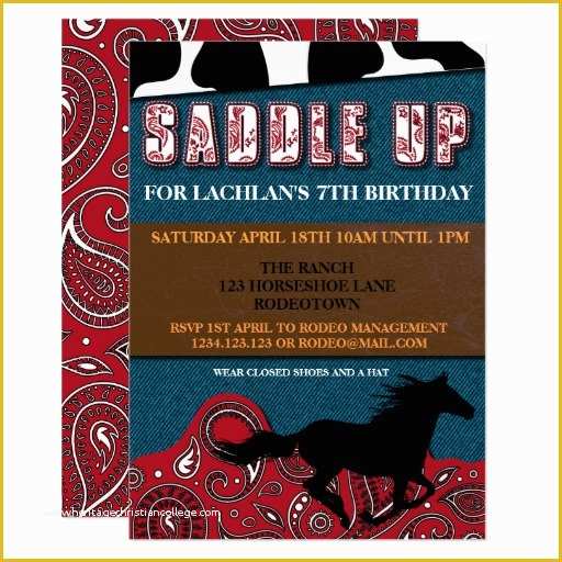 Cowboy Invitations Template Free Of Western Cowboy Rodeo Party Invitation Template