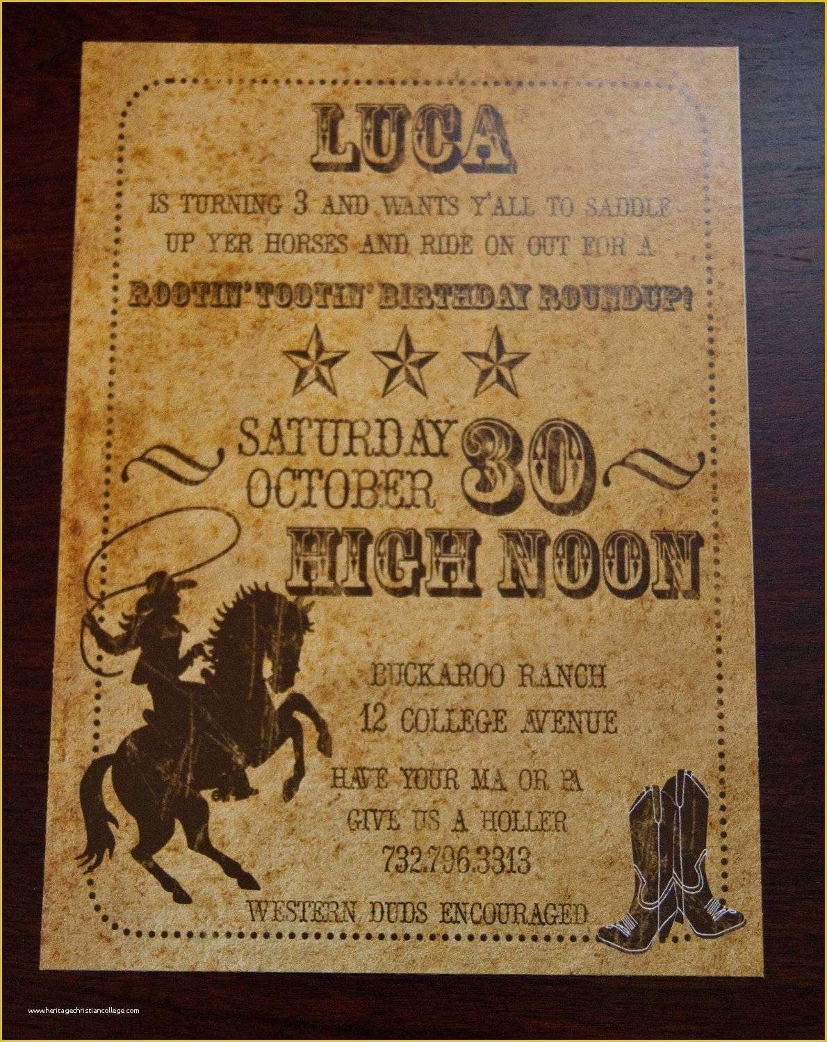 Cowboy Invitations Template Free Of Western Party Invitations