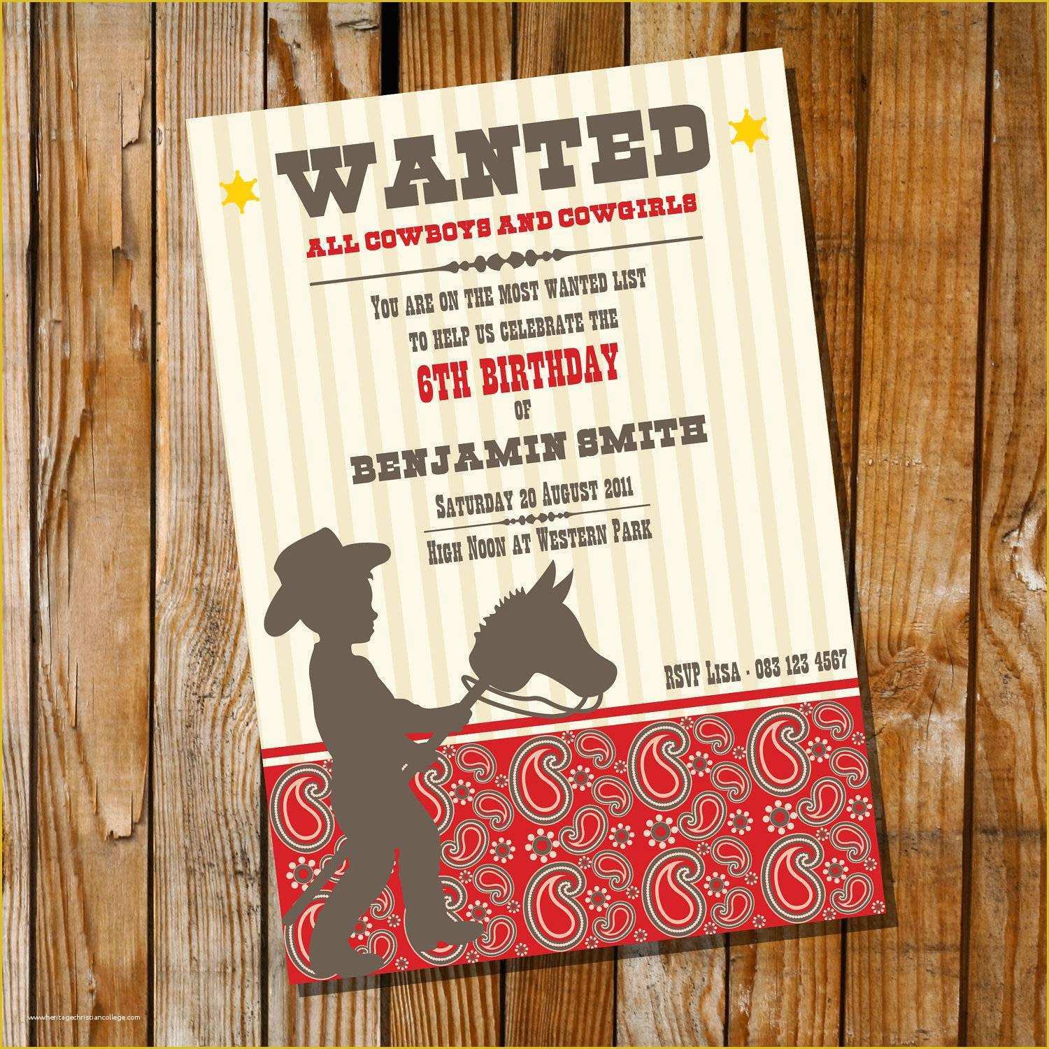 Cowboy Invitations Template Free Of Western Party Invitations