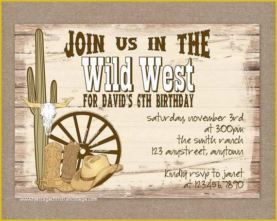 Cowboy Invitations Template Free Of Western Party Invitations Printable