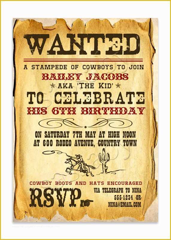 Cowboy Invitations Template Free Of Wild West Cowboy Invitation Sassaby Parties